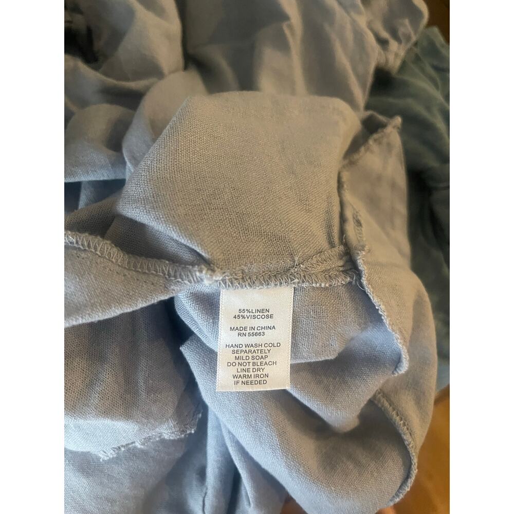 Cynthia Rowley Linen Blend Puff Sleeve Tunic Dress Pockets Periwinkle Medium - Picture 8 of 8